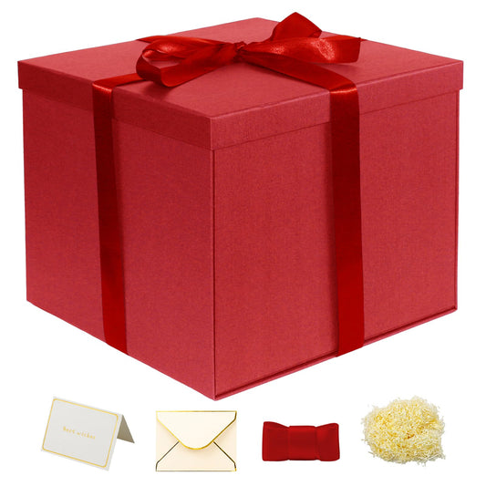 YINUOYOUJIA Large Gift Box 12x12x10 Inches,Red Gift Boxes for presents,Birthday Gift Box,Present box,for Packaging,Valentine's Day,Mother's Day,Christmas,Anniversaries.