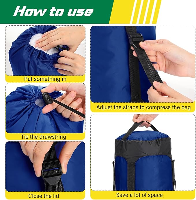 5 Pcs Compression Sacks for Backpacking 5L/10L/15L/20L/35L Camping Sleeping Bag Stuff Sack Water Resistant Sleeping Bag Storage Sack for Space Saving Hiking Gear