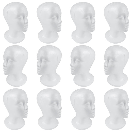 SHANY Styrofoam Model Heads ,Hat Wig Foam Mannequin Female Wig Head Stand ,Mannequin Head for wigs , Wig Holder - Round Base , 11 Inches Female Mannequin Head -12 Pieces - One Dozen