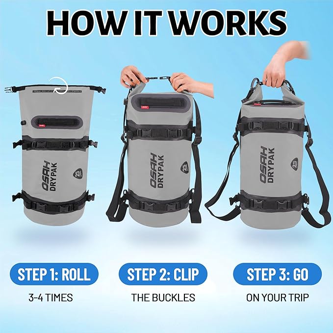 Waterproof Dry Bag - Motorcycle Luggage Tail Bag with Straps for Back Seat, Roll Top Lightweight Waterproof Backpack Sack for Travel, Swimming, Boating, Kayaking, Camping and Beach