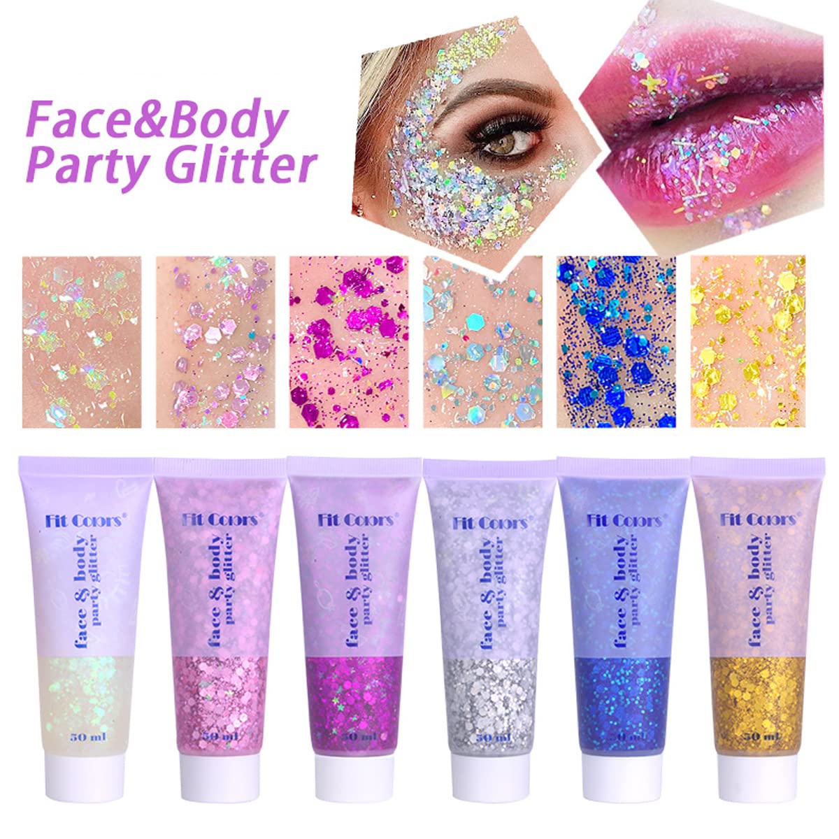 Paminify Silver Mardi Gras Out for Women Face Glitter Gel,Carnival Rave Accessories,Singer Concerts Body Glitter, Music Festival Hair Sequins Face Glitter Paint Makeup,50ML