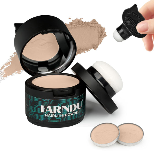 Farndu Hairline Powder 12g, Instantly Hair Root Touch Up, Hair Color Powder, Bald Spots Hair Color Concealer for Women & Men, 24-Hour Stain-Proof, Includes 2 Refills, for Thinning Hair, Light Blonde