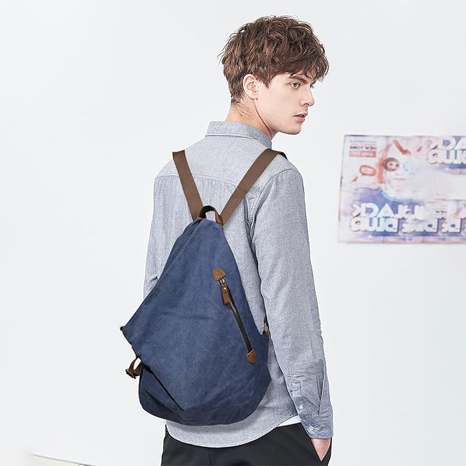 KL928 Canvas Vintage Backpack – Large Casual Daypack Outdoor Travel Rucksack Hiking Backpacks for Men Women