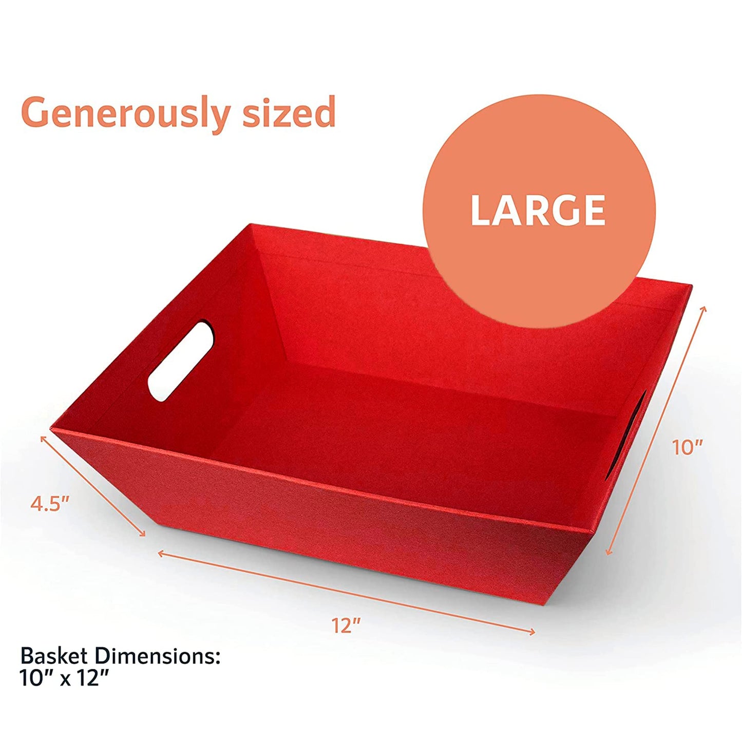 [5PK] Large Red Baskets For Gifts Empty To Fill| Bulk Red Gift Basket- 10x12” Basket| Christmas, Valentines, Thanksgiving, Easter|Shelf Basket, Snack, Organizing|Gift To Impress-Upper Midland Products