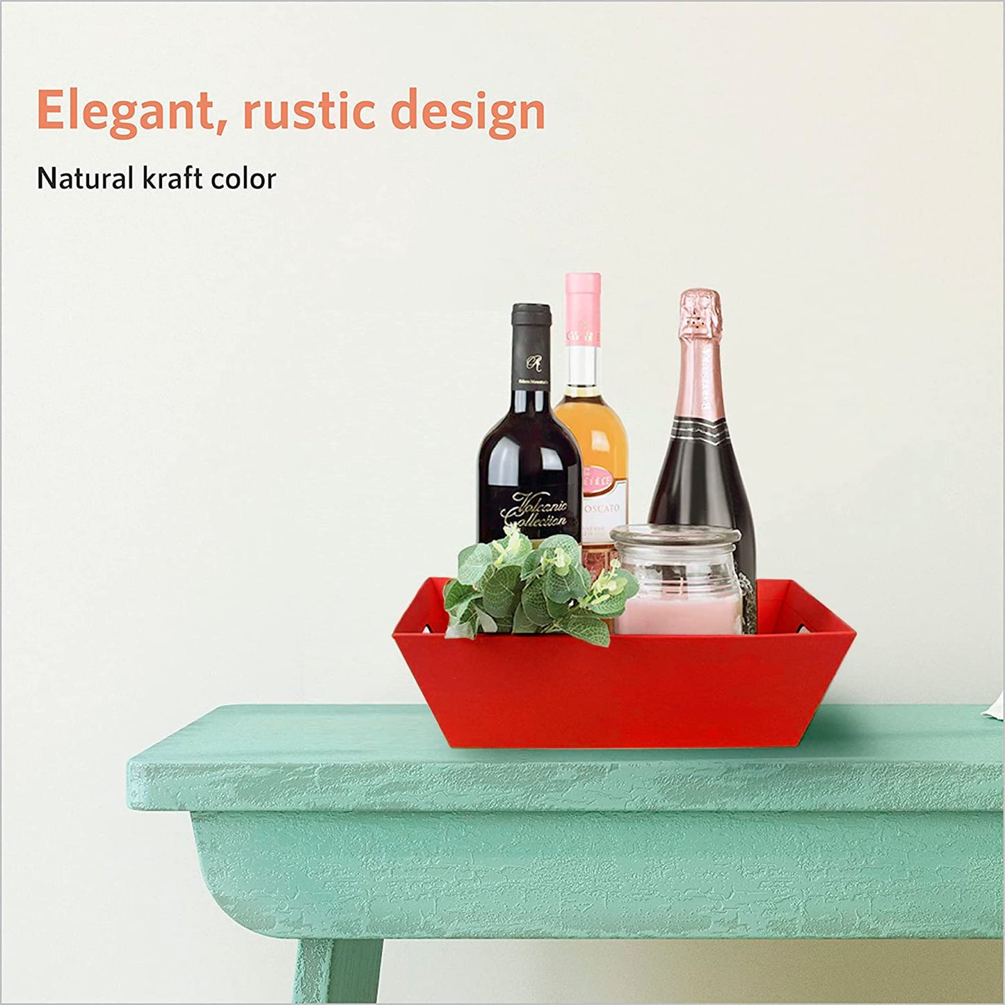 [5PK] Large Red Baskets For Gifts Empty To Fill| Bulk Red Gift Basket- 10x12” Basket| Christmas, Valentines, Thanksgiving, Easter|Shelf Basket, Snack, Organizing|Gift To Impress-Upper Midland Products