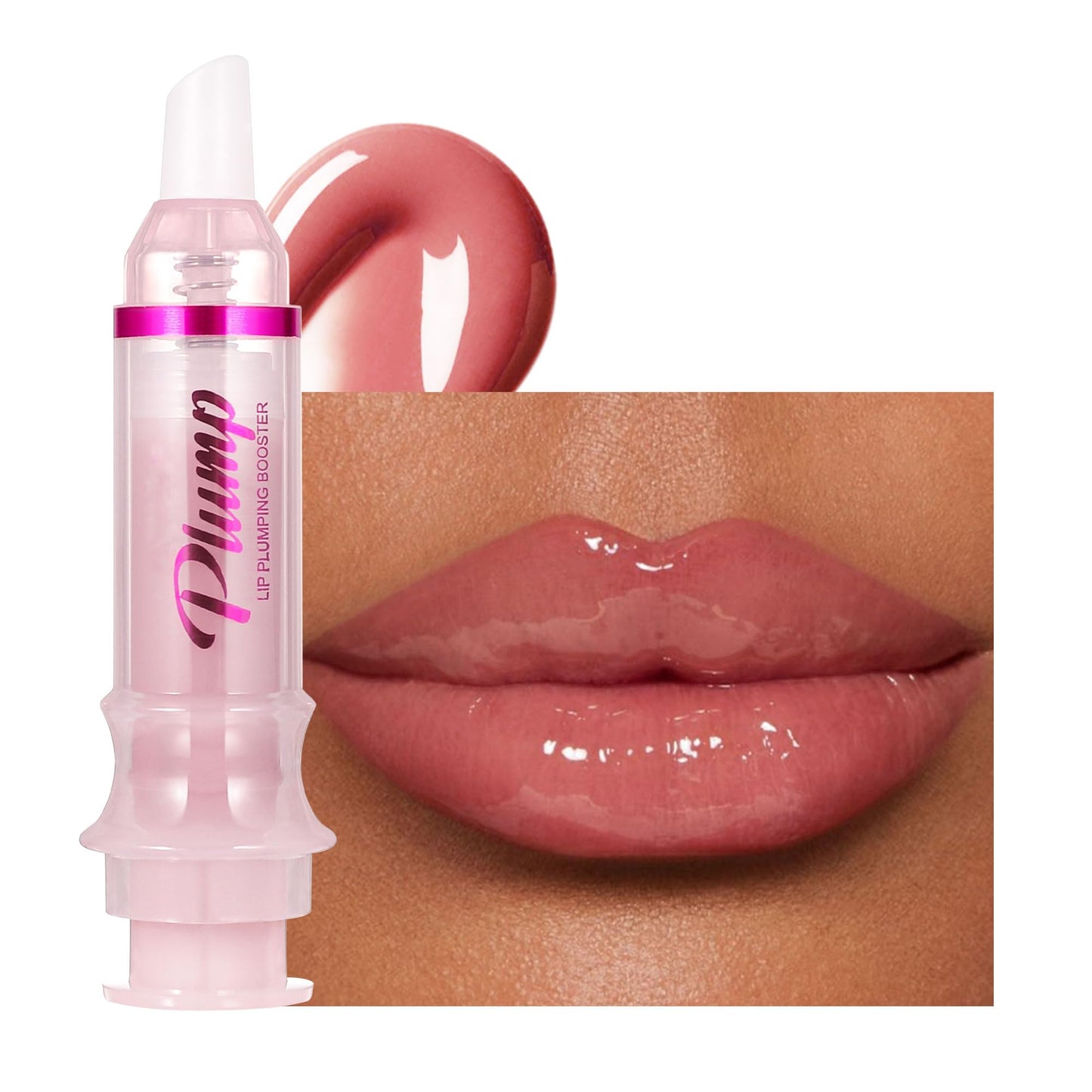 Easilydays Ginger Lip Plumping Booster, Plumping Lip Oil Lipstick with Ginger Extract, Fuller Lips Instantly, Voluminous, Hydrating, High-Shine, Plump & Pout Lip Plumper for Women Girls, #01 Petal