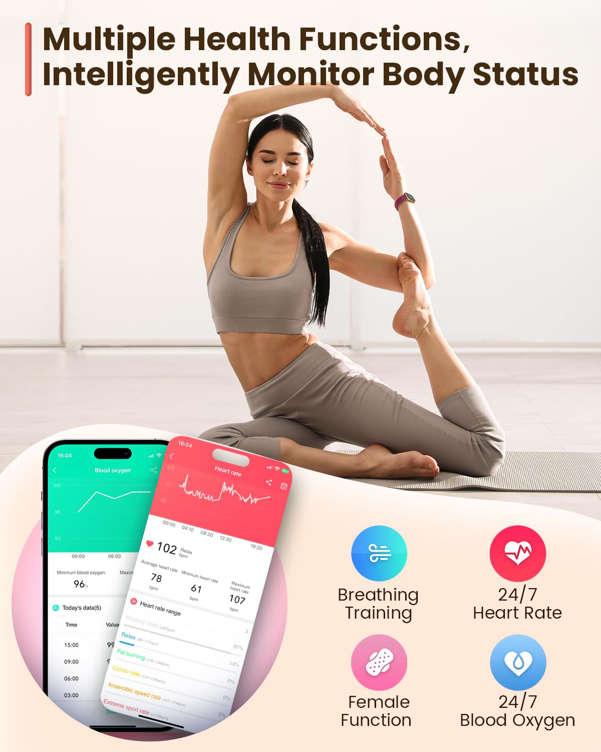 DEKELIFE Fitness Watches for Women, Fitness Tracker with Heart Rate/SpO2 Monitor, Smart Watches for Women with Sleep/Step Tracker, 20+ Sport Modes Activity Tracker, Android Smart Watch for Phones