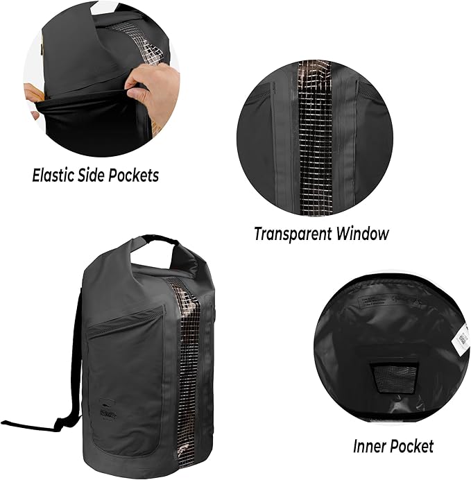 Waterproof Floating Dry Bag for Men Women - 25L Waterproof Backpack with Side Pockets - Roll Top Sack Keeps Gear Dry for Kayaking, Rafting, Boating, Swimming, Camping, Beach, Fishing