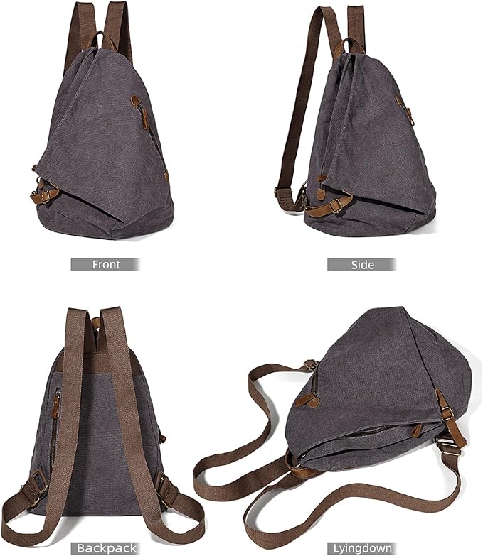 KL928 Canvas Vintage Backpack – Large Casual Daypack Outdoor Travel Rucksack Hiking Backpacks for Men Women