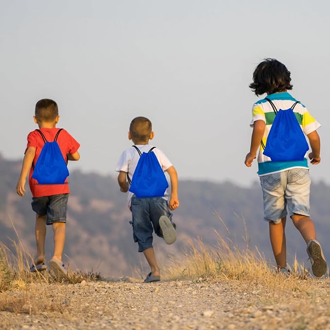 KUUQA 100Pcs Blue Drawstring Backpack Bag Sack Drawstring Bags Bulk String Bags Storage Bags for Sport Gym Traveling