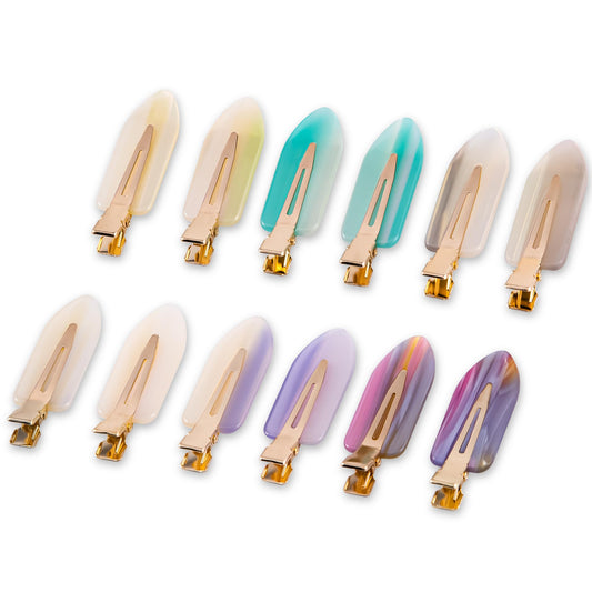 Cptots No Crease Creaseless No Bend Hair Clips For Styling Non Slip Flat Clips For Makeup Hair Accessories For Women,Gradient Color,12 PCS