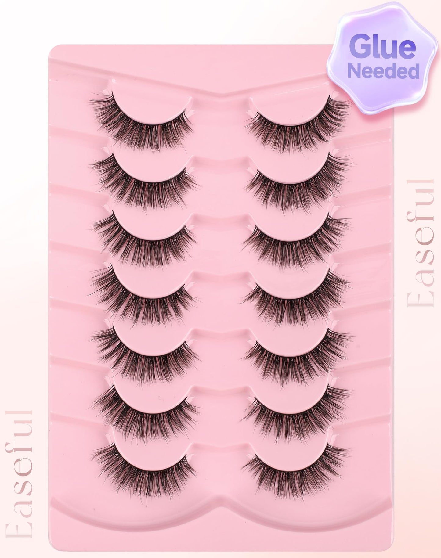 Easeful Natural Look Wispy Lashes Mink False Eyelashes C Curl Strip Lashes Pure-04