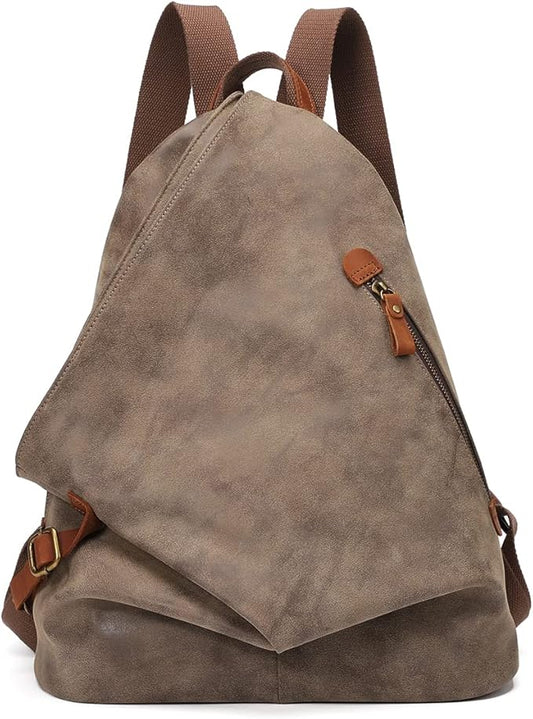 KL928 PU Leather Vintage Backpack – Large Casual Daypack Outdoor Travel Rucksack Hiking Backpacks for Men Women