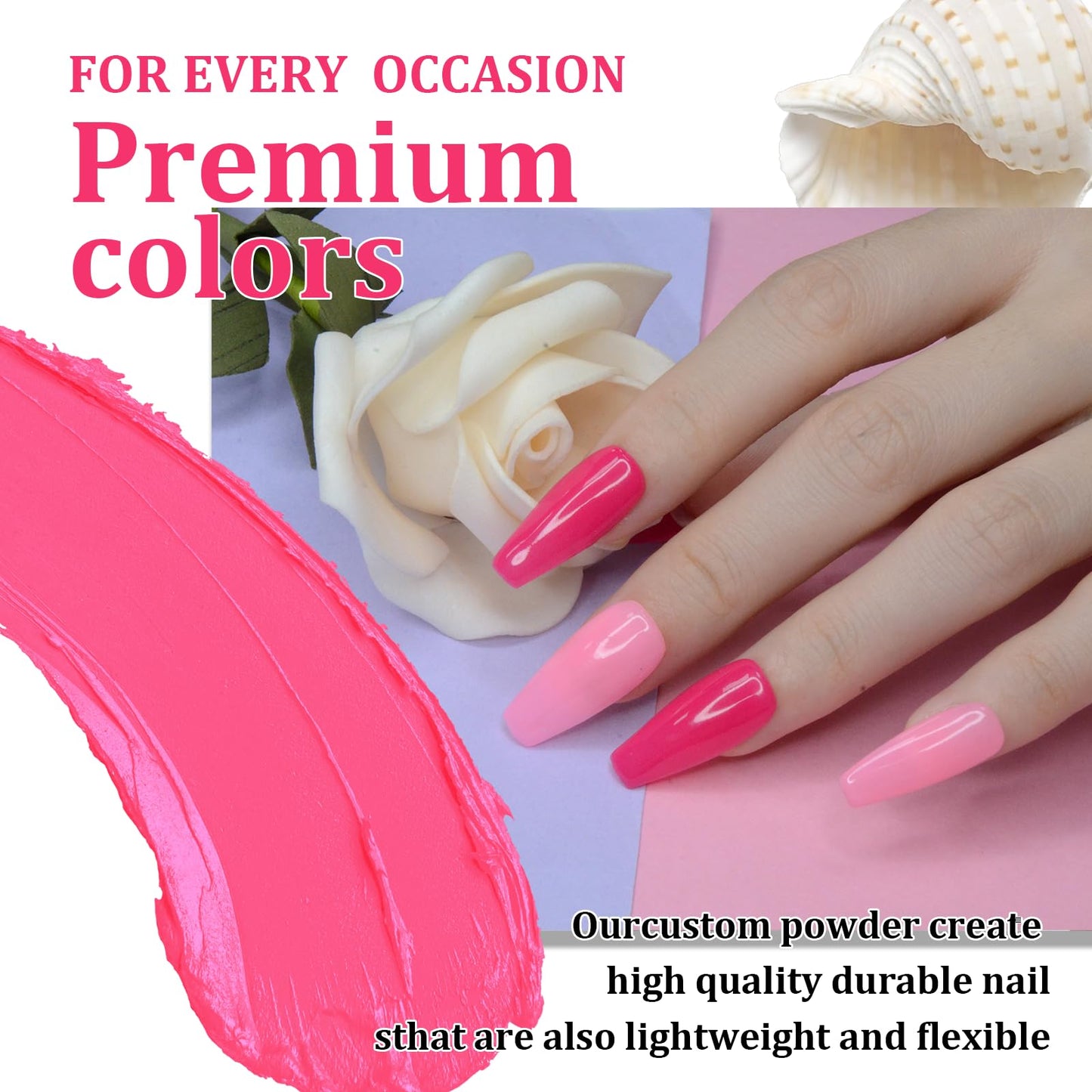EODCI Hot Pink Dip Powder Color, Nail Dipping Powder French Powder Pro Collection System Nail Art Starter Manicure Salon DIY at Home, Odor-Free&Long-Lasting, No Needed Nail Lamp Curing, 1 Oz