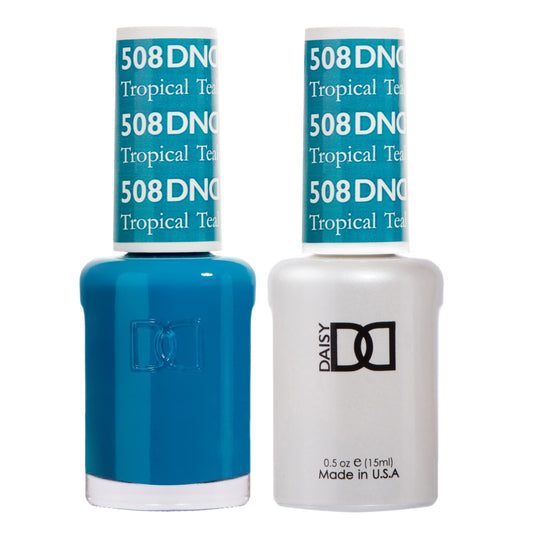 DND Gel Polish Set, Blue Collection, UV Gel Polish and Air Dry Nail Lacquer, Matching Chip-Free Polish Duo, 508 Tropical Teal, 0.5 Fl Oz