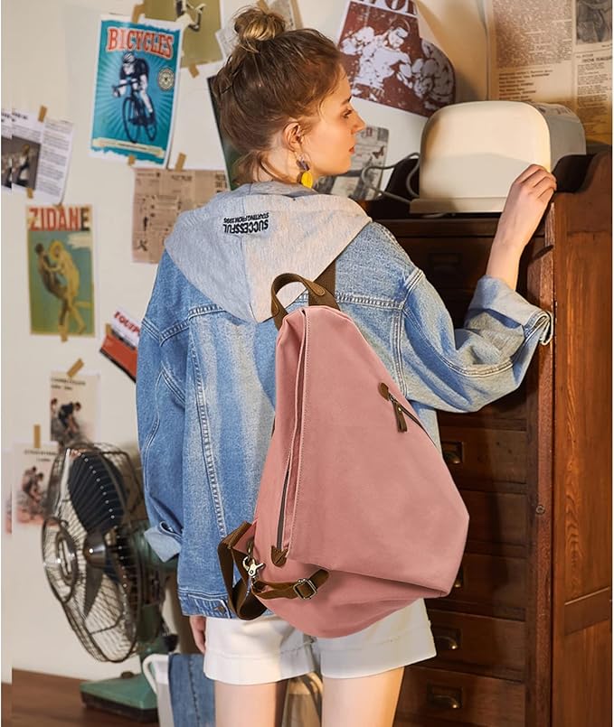 KL928 Canvas Vintage Backpack – Large Casual Daypack Outdoor Travel Rucksack Hiking Backpacks for Men Women