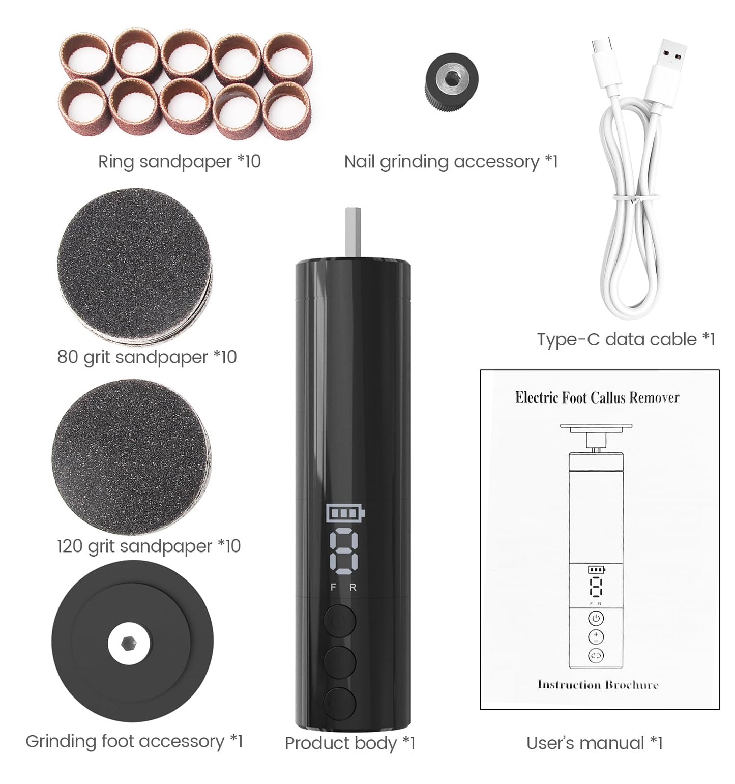 Electric Callus Remover for Feet, Rechargeable Professional Electronic Foot File Nail Grinder,9 Adjustable Speed Foot Sander Scrubber Pedicure Tool for Dry Dead Skin with Sandpaper Discs (Black)