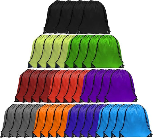 GoodtoU Drawstring Bags, Nylon Backpacks with Drawstring - Gym, Sport, Travel (10 Colors, 40Pcs)