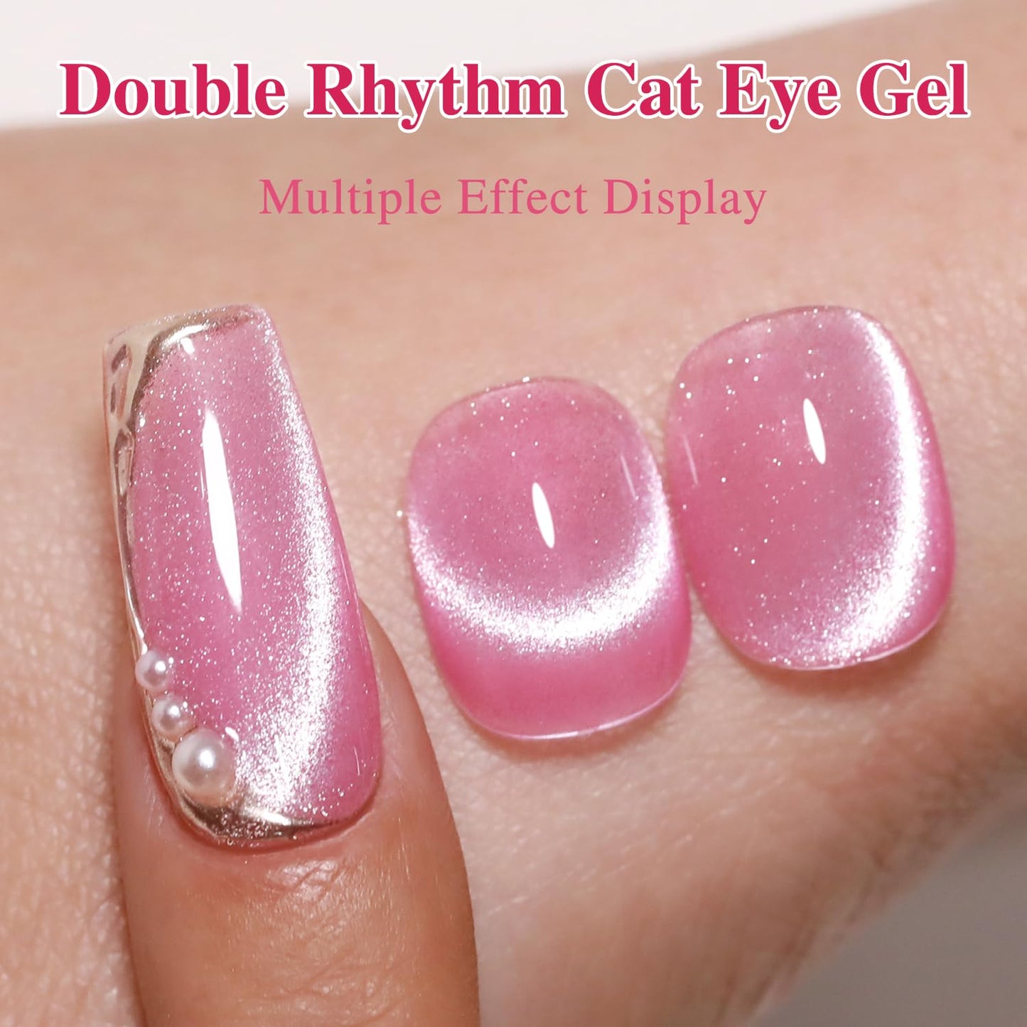 Double Rhythm 0.5 OZ Cat Eye Gel Polish with Magnet 15ML Holographic Glitter Shimmer Translucent Jelly Color Magnetic Nail Polish Salon DIY at Home (MC1070)