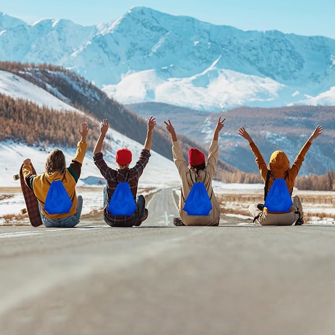 KUUQA 100Pcs Blue Drawstring Backpack Bag Sack Drawstring Bags Bulk String Bags Storage Bags for Sport Gym Traveling