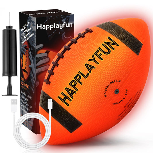 Light Up Football Gifts for Boys 8-12: LED Youth Glow in the Dark Footballs Size 6 Kids Games Cool Toys 8-13, Sports and Outdoor Birthday Gifts for 6 7 9 10 11 12 13 Year Old Boy Girl Teens