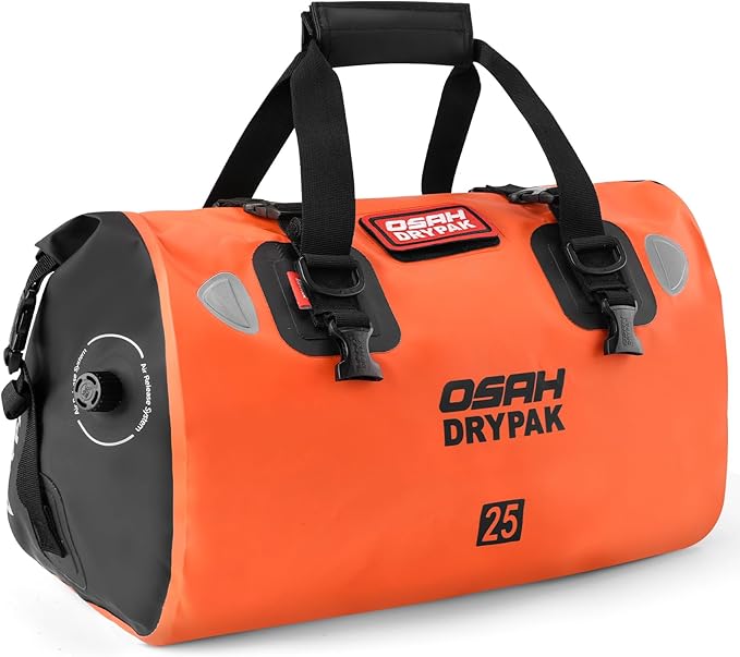 Waterproof Duffel Bag - Motorcycle Dry Bag Tail Bag with Large Storage Space, Waterproof Luggage Duffle Bags with Outer Mesh Zipper Pocket for Camping, Kayaking, Fishing & Traveling