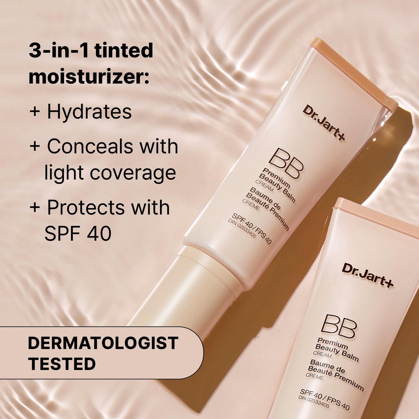 Dr.Jart+ Premium BB Tinted Moisturizer with SPF 40 and Niacinamide | bb cream | Korean Skin Care, Medium-Tan, 1.35 Fl Oz