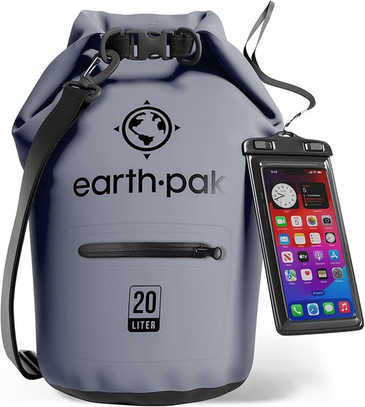 Earth Pak Waterproof Dry Bag with Zippered Pocket - Waterproof Dry Bag Backpack Keeps Gear Dry
