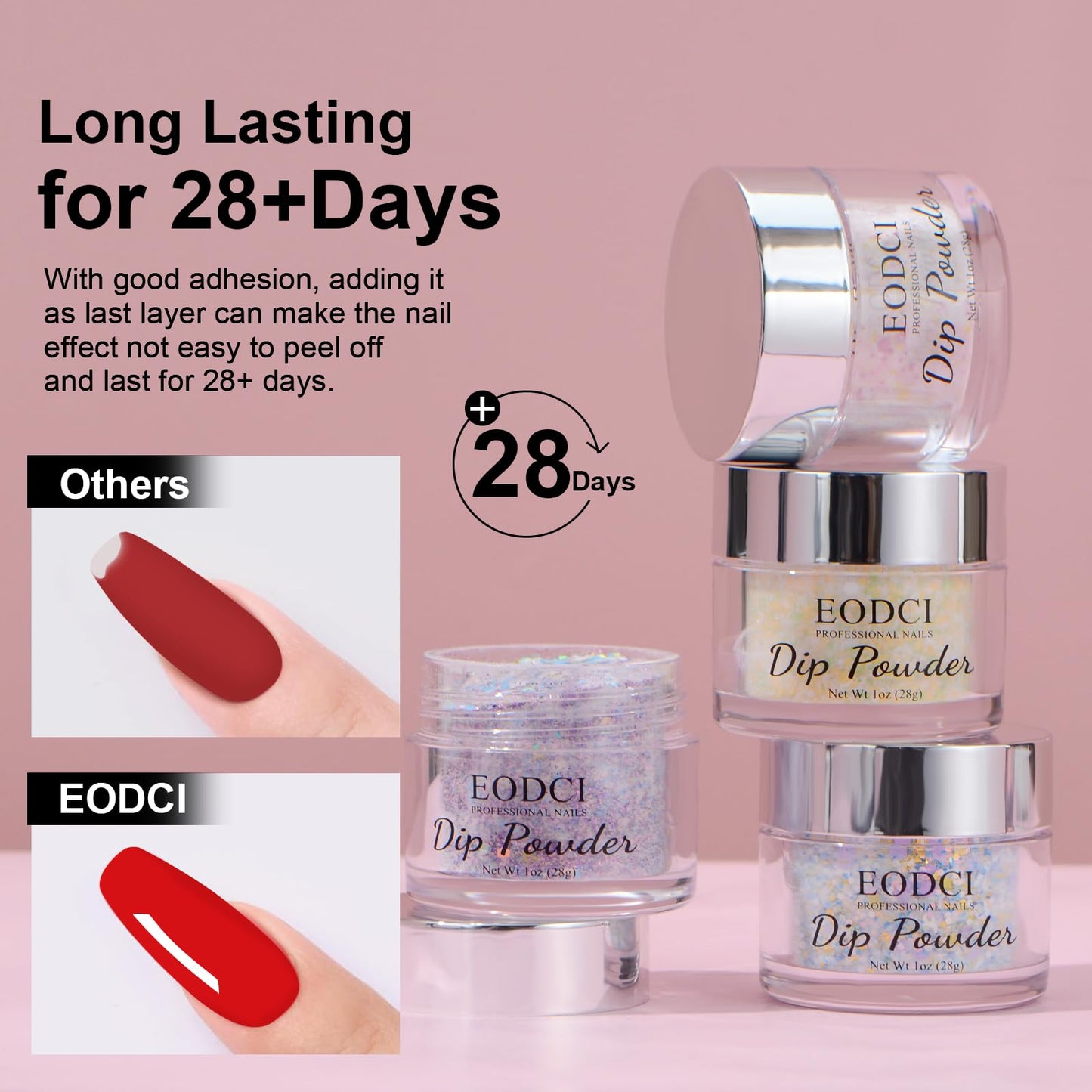 EODCI Long Lasting Nail Dip Powder Colors, Lavender Purple Blue Glitter Dipping Powder - No Needed Led Lamp - Art Starter Manicure Beginner DIY Salon Home Gift 1oz