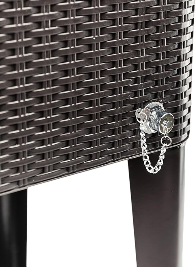 VINGLI 80 Quart Rolling Ice Chest on Wheels, Portable Patio Party Bar Drink Cooler Cart, Wicker PP Rattan with Shelf, Beverage Pool with Bottle Opener