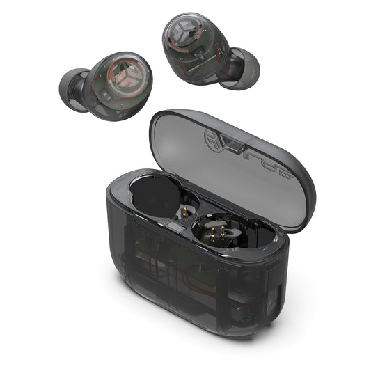 JLab Go Air Pop True Wireless Earbuds, in Ear Headphones, Bluetooth Earphones, Ear Buds with 32H Playtime, Bluetooth Earbuds with Microphone, USB Charging Case, Dual Connect, EQ3 Sound, Clear