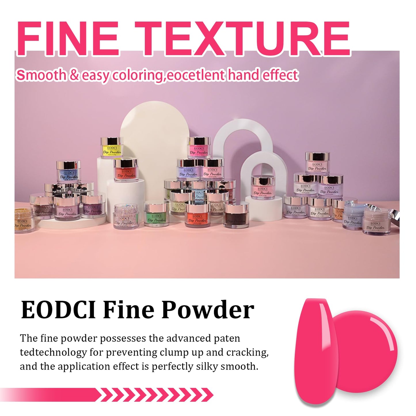 EODCI Hot Pink Dip Powder Color, Nail Dipping Powder French Powder Pro Collection System Nail Art Starter Manicure Salon DIY at Home, Odor-Free&Long-Lasting, No Needed Nail Lamp Curing, 1 Oz