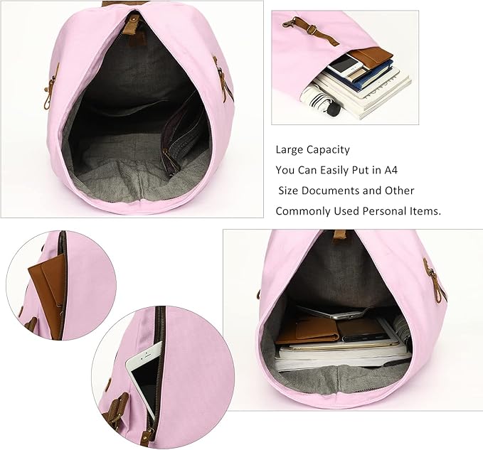 KL928 Canvas Vintage Backpack – Large Casual Daypack Outdoor Travel Rucksack Hiking Backpacks for Men Women