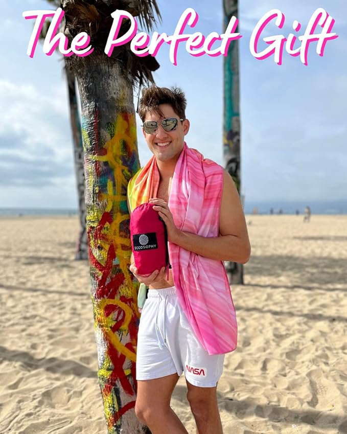 ECCOSOPHY Sandproof Beach Blanket - Oversized Sand Free Beach Mat 9'x10' - Lightweight Outdoor Picnic Blanket Anchored with 4 Corner Sand Pockets & Plastic Stakes - Heat Proof, Quick Drying & Compact