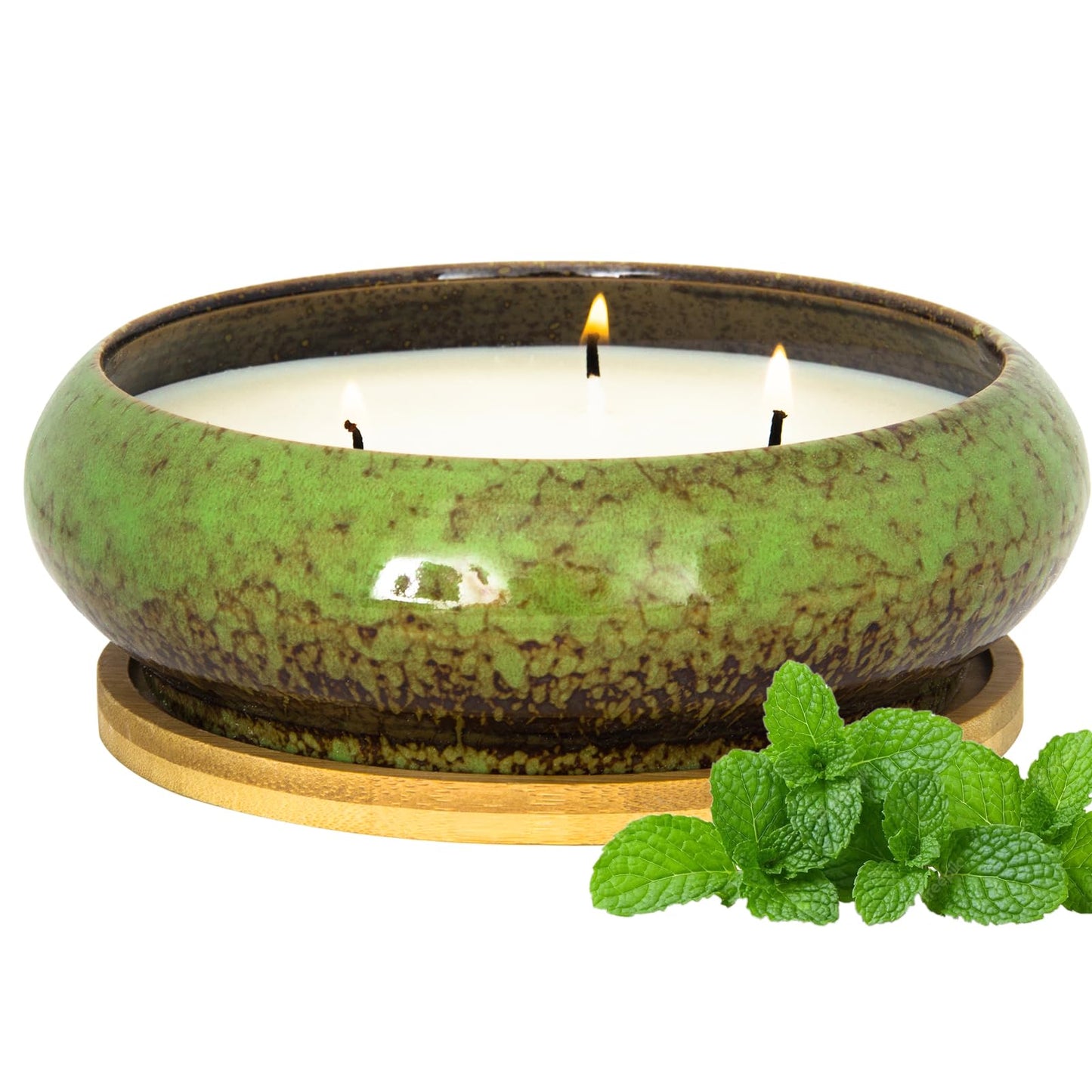 Scented Candles - 3 Wick Large Peppermint Candle for Home Scented, 17 oz Aromatherapy Candle Gifts for Women, Decorative Natural Soy Candles with Long Lasting for Mother's Day Birthday Anniversary