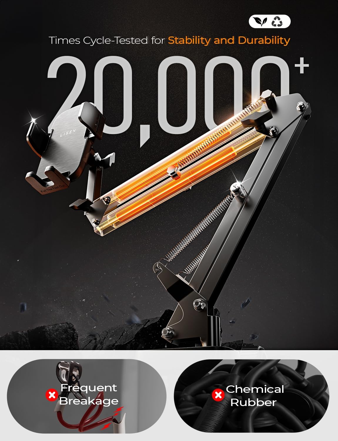 LISEN Gooseneck Phone Holder for Bed Desk [3rd Upgrade] Cell Phone Stand for Desk,Recording for iPhone Mount iPhone Holder for Filming Camera Laying Down,Bed Accessories Flexible Arm Clamp Clip Stand