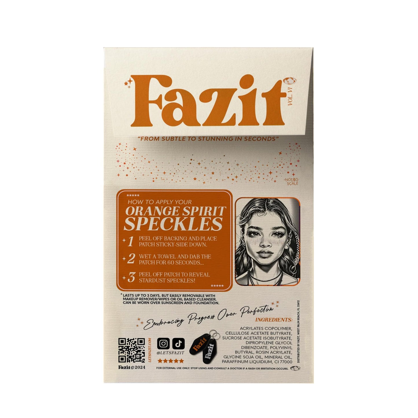Fazit Makeup Patches - Orange Speckles - Waterproof - Temporary Face Patches for Women - 6 Count