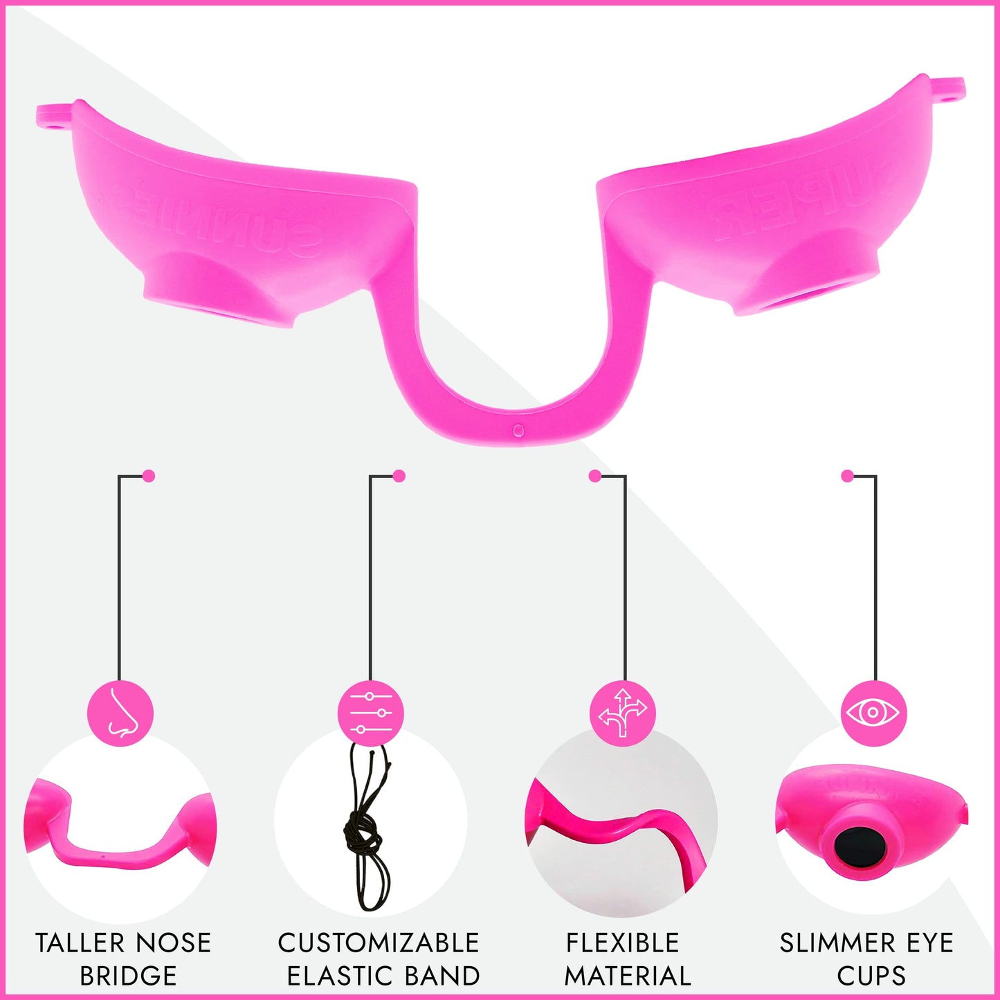 EVO FLEX Sunnies Flexible Tanning Bed Goggles Eye Protection UV Glasses 4 Pack (Pink), FDA Compliant