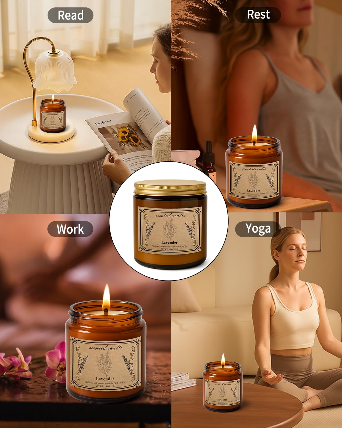 Candles for Home Scented, 16oz Large Soy Wax Lavender Scented Candle, 100 Hour Burn Time, Aromatherapy Candle, Ideal for Christmas, Anniversary, Birthday Gift