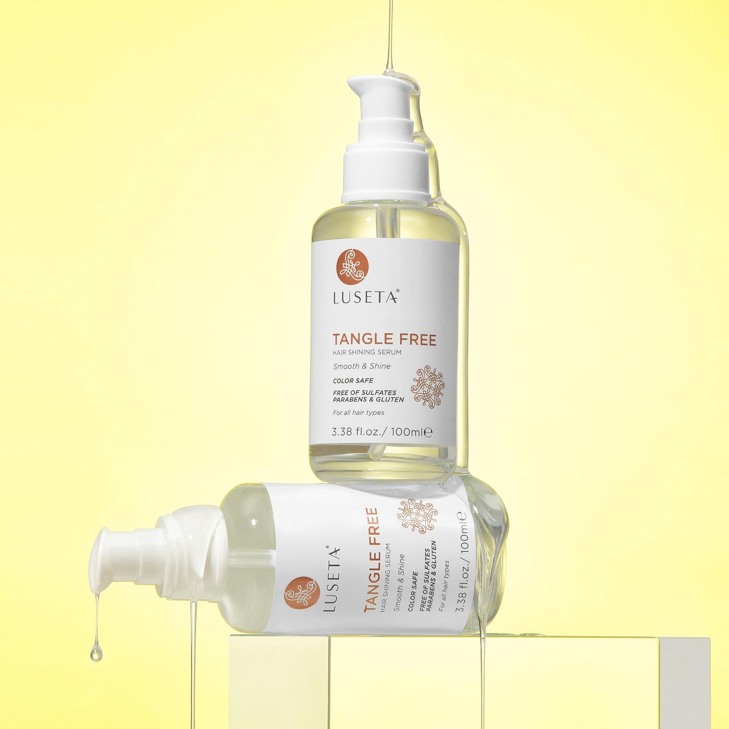 Luseta Tangle Free Routine Hair Serum Oil for Women and Men Detangling with Keratin and Argan Oil, Color Safe for Curly and Wavy Hair, Paraben & Gluten Free 3.38oz