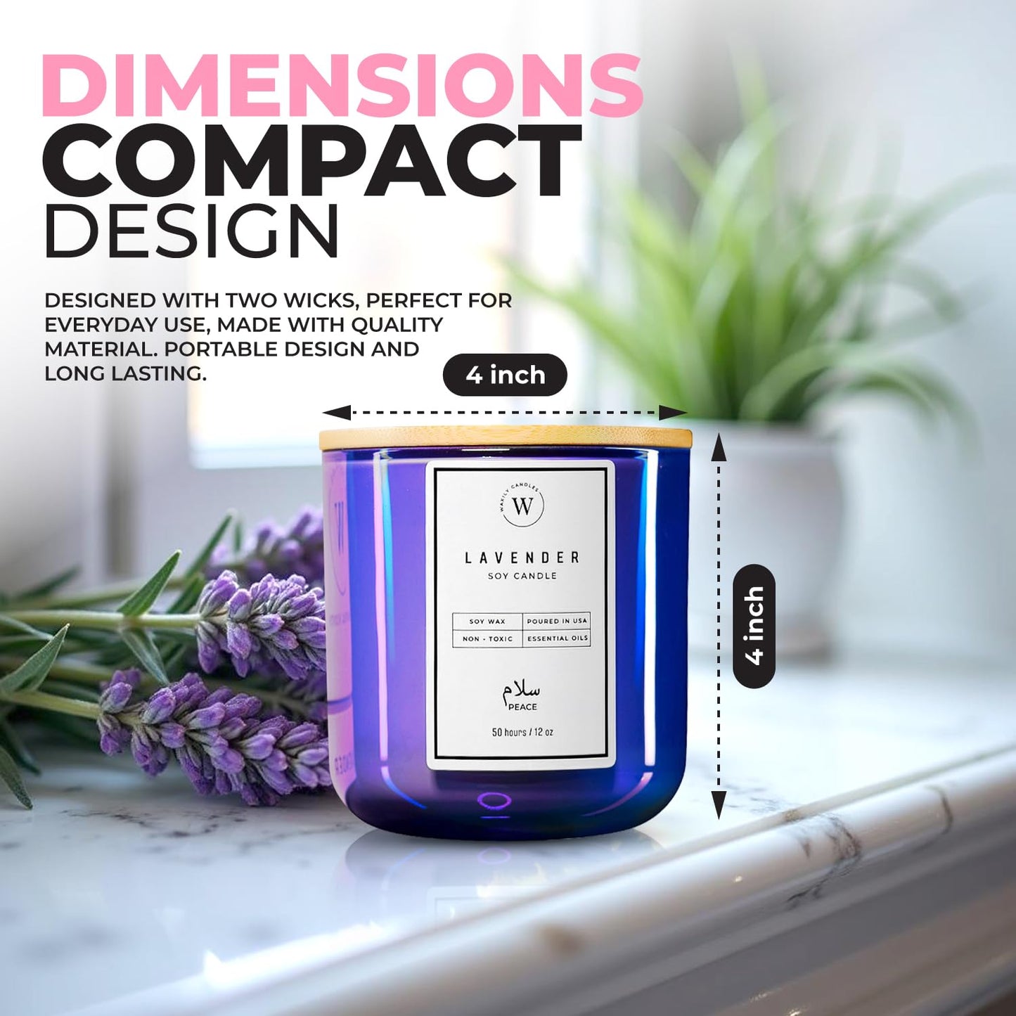 Waxily Lavender Soy Candle | Non Toxic Candles | Aromatherapy, Long Lasting, Glass Essential Oil Candle | Luxury Gift, Sleep Support, Calming Spa, Bedroom, Vegan, Clean Burning, Home Decor | 12oz