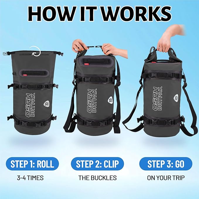 Waterproof Dry Bag - Motorcycle Luggage Tail Bag with Straps for Back Seat, Roll Top Lightweight Waterproof Backpack Sack for Travel, Swimming, Boating, Kayaking, Camping and Beach