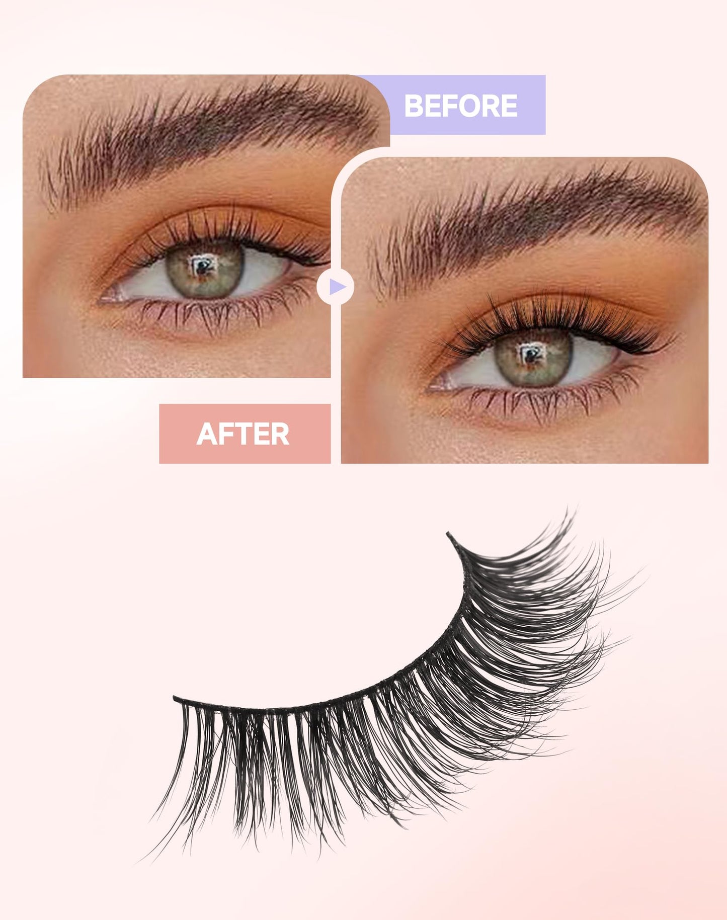 Easeful Natural Look Wispy Lashes Mink False Eyelashes C Curl Strip Lashes Pure-04