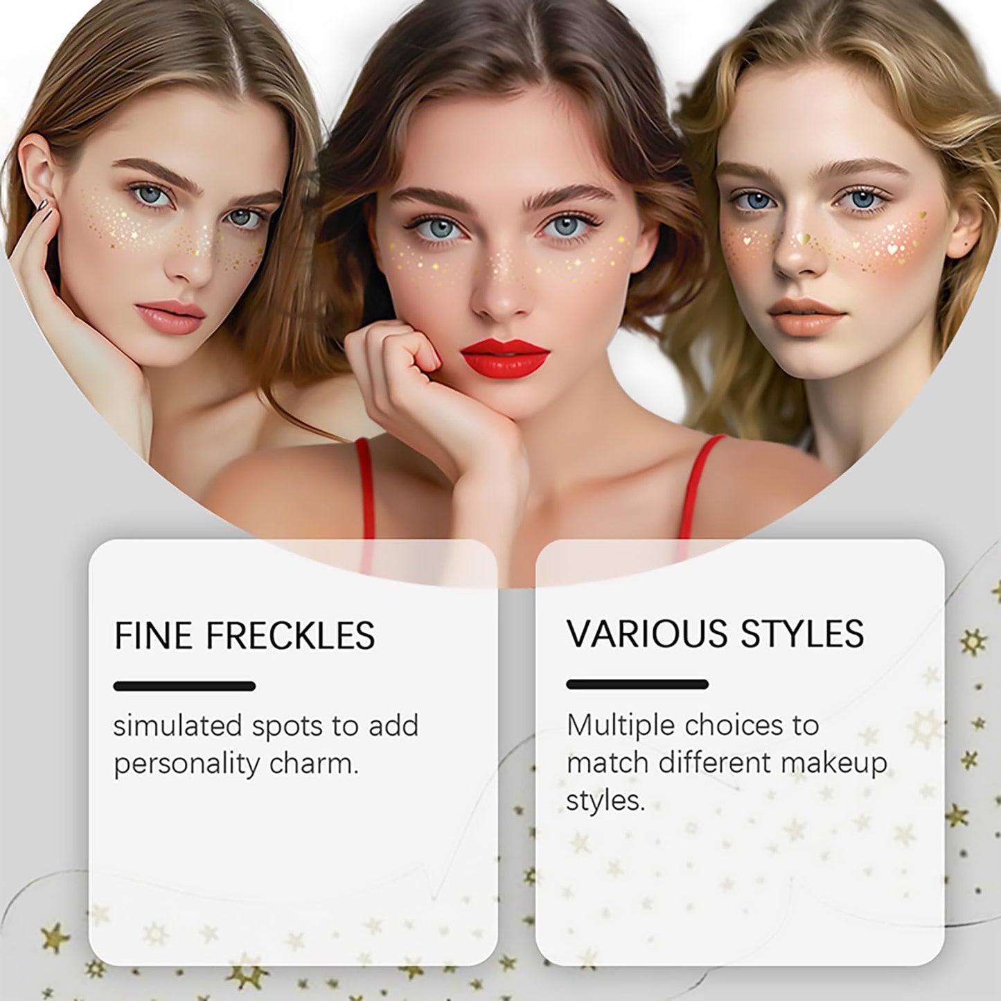Face Glitter Freckles Tattoo, Gold Glow Up Makeup Patches, Face Glitter Makeup Speckles Patches, Cute Glitter Makeup Accessories for Women Cosmetic Glitter for Face - 20 Counts