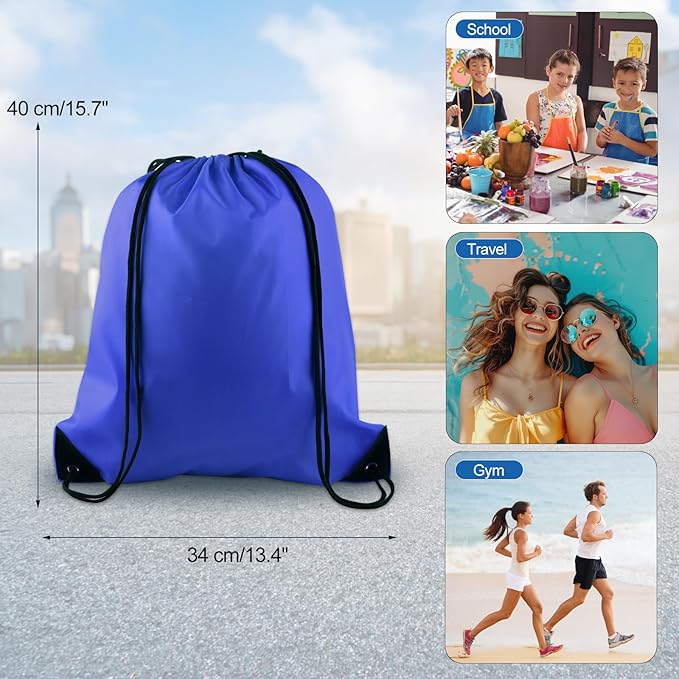 KUUQA 100Pcs Blue Drawstring Backpack Bag Sack Drawstring Bags Bulk String Bags Storage Bags for Sport Gym Traveling