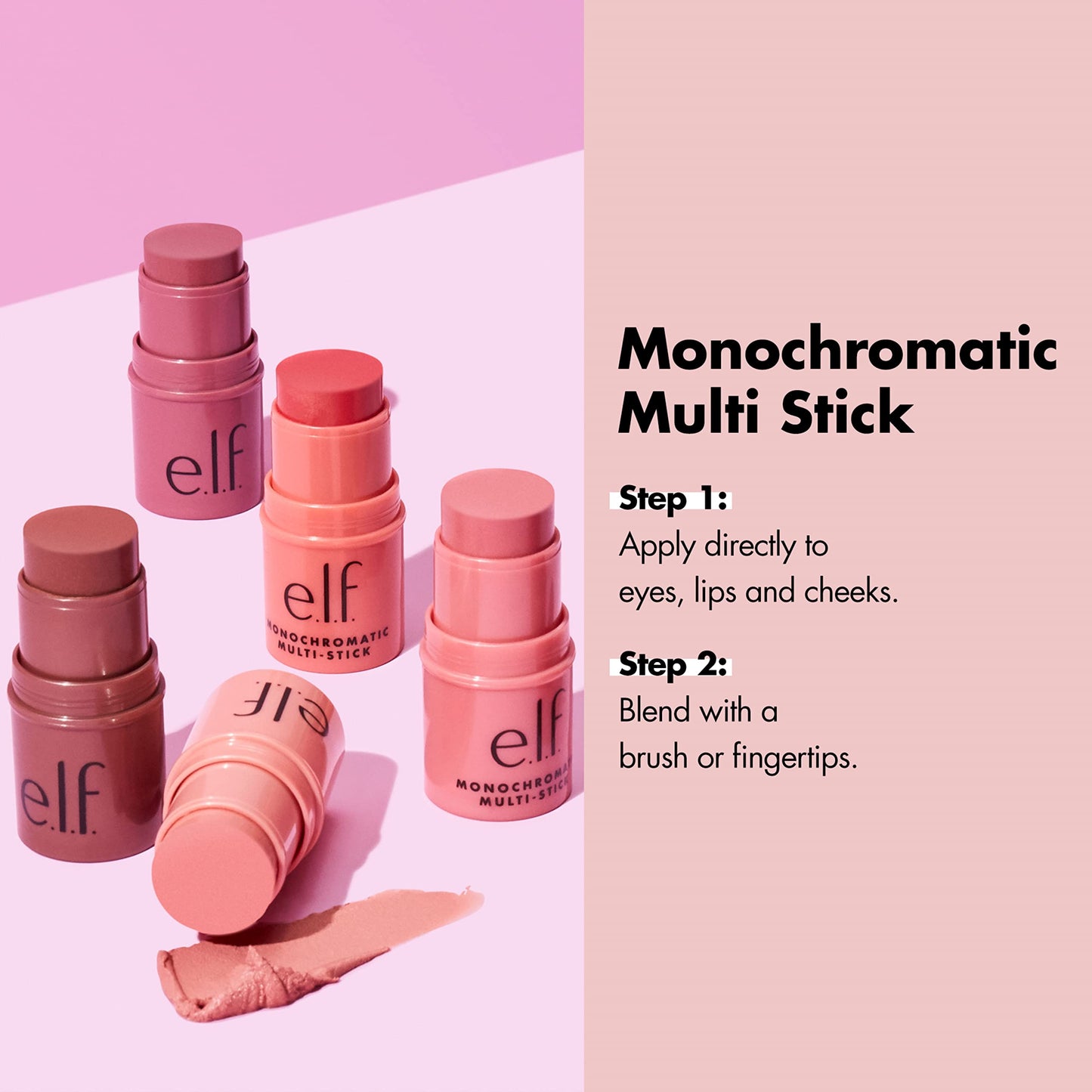 e.l.f. Monochromatic Multi Stick, Luxuriously Creamy & Blendable Color, For Eyes, Lips & Cheeks, Glowing Mango, 0.17 Oz