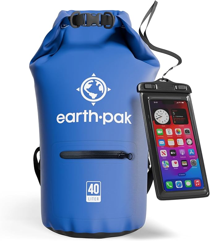 Earth Pak Waterproof Dry Bag with Zippered Pocket - Waterproof Dry Bag Backpack Keeps Gear Dry