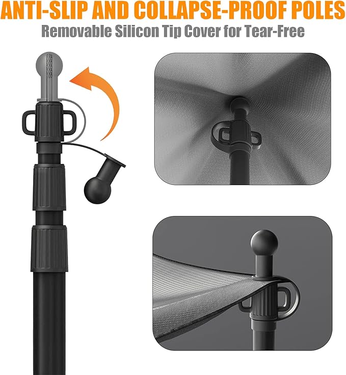 WILDROAD Tarp Poles Tent Poles Canopy Poles 7.7 ft, Telescoping Aluminum Poles with Non-Slip Aluminum Cone Bottom, Portable and Lightweight Camping Gear for Camping and Awnings, Set of 2
