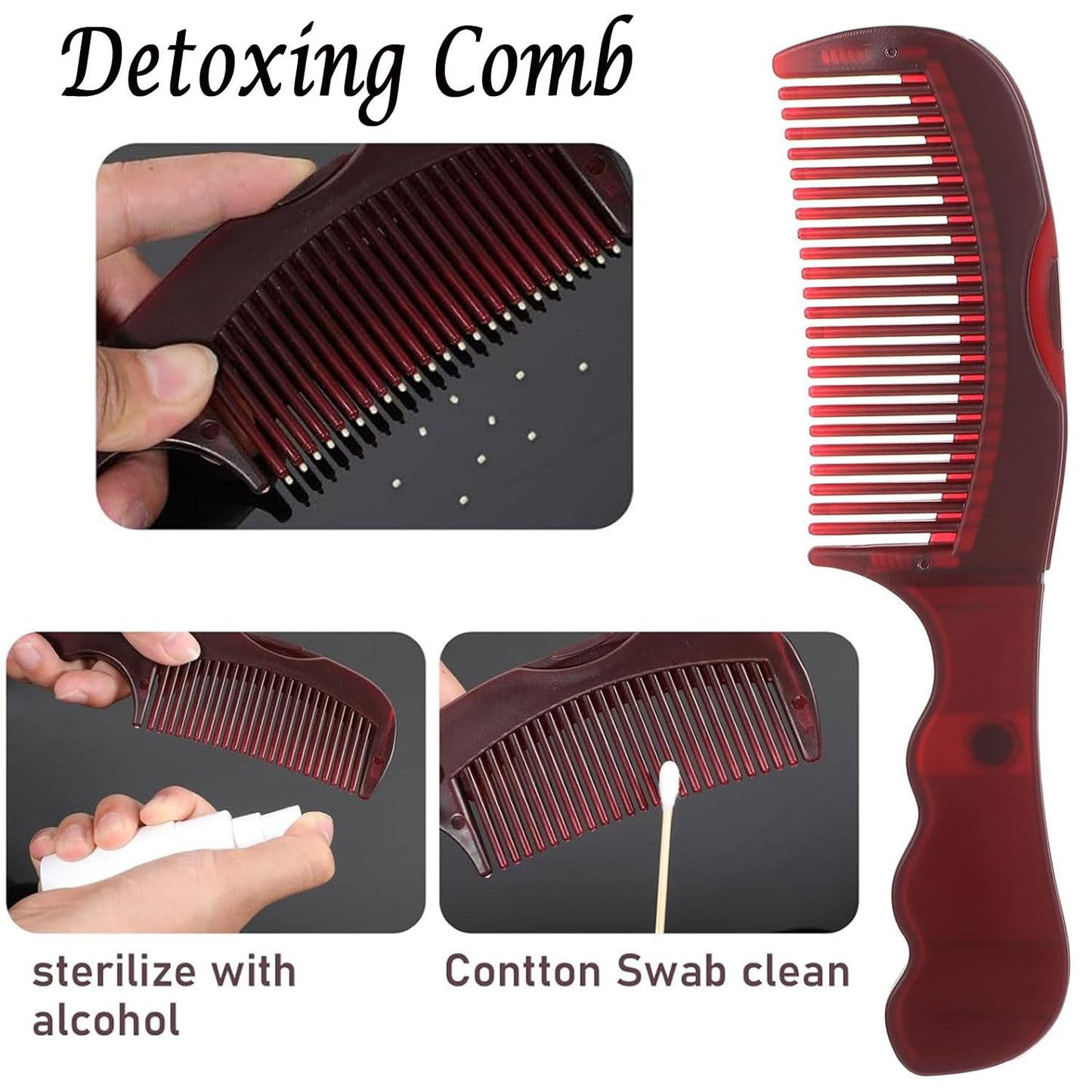 Dandruff Comb for Scalp Care - Multifunctional Hairbrush for Dandruff Removal, Detox & Psoriasis, Lice Comb with Hollow Tooth Design, Scalp Massage Brush for Men, Women & Kids(Red)