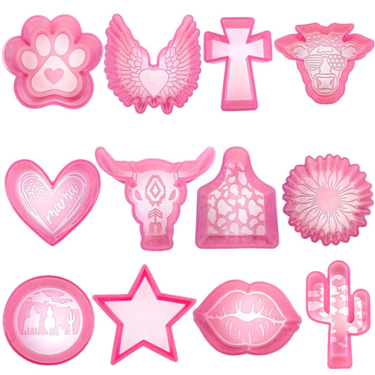 (300 Design Optional) MUBYOK M510 12 Pcs Car Freshie Silicone Molds for Baking Aroma Beads Car Freshie Supplies